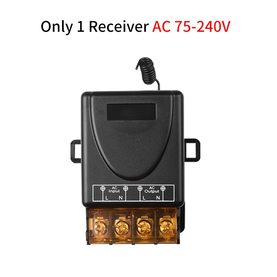 RF433Mhz Wireless Remote Control Smart Switch AC 75-220V/DC 9-72V 30A Relay On Off Receiver Transmitter For Water Pump Motor LED Peaceful Pleasures Health and Wellness 1 Receiver AC