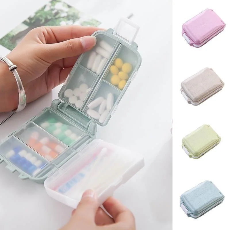1Pc Portable Mini Pill Box Medical Kits Vitamin Pills Box Storage Box Pill Container Health Travel Supplies Peaceful Pleasures Health and Wellness Beige