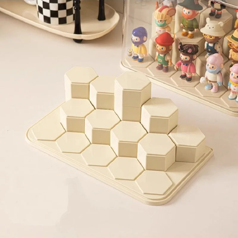 14 Grid Plastic Storage Box, Figurine Model Display Table, Transparent Dust Cover, Home Storage Cabinet Peaceful Pleasures Health and Wellness