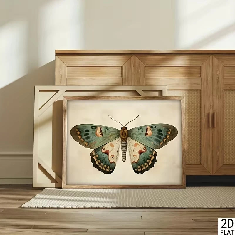 Retro Butterfly Moth Floral Canvas Wall Art Print | Home Decor