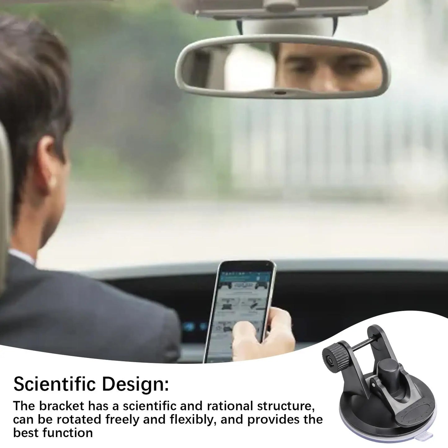 180° Rotating Suction Cup Car Mount for Dash Cam & Camera