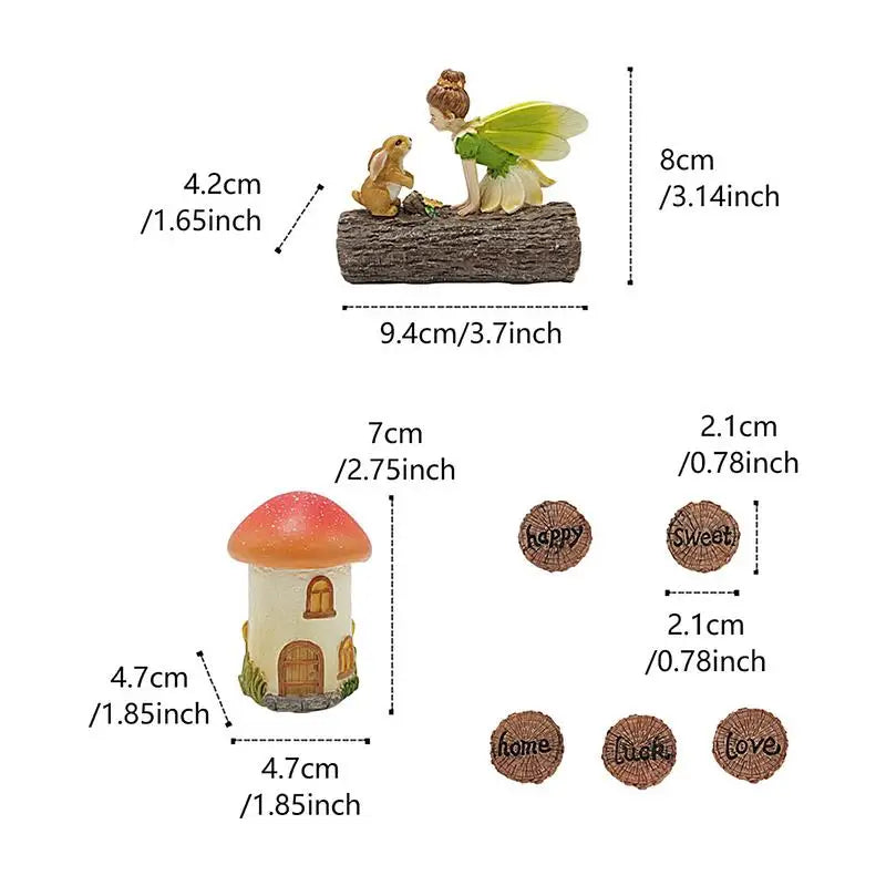 Miniature Fairy Garden Set – Figurines, Mushroom House & Décor