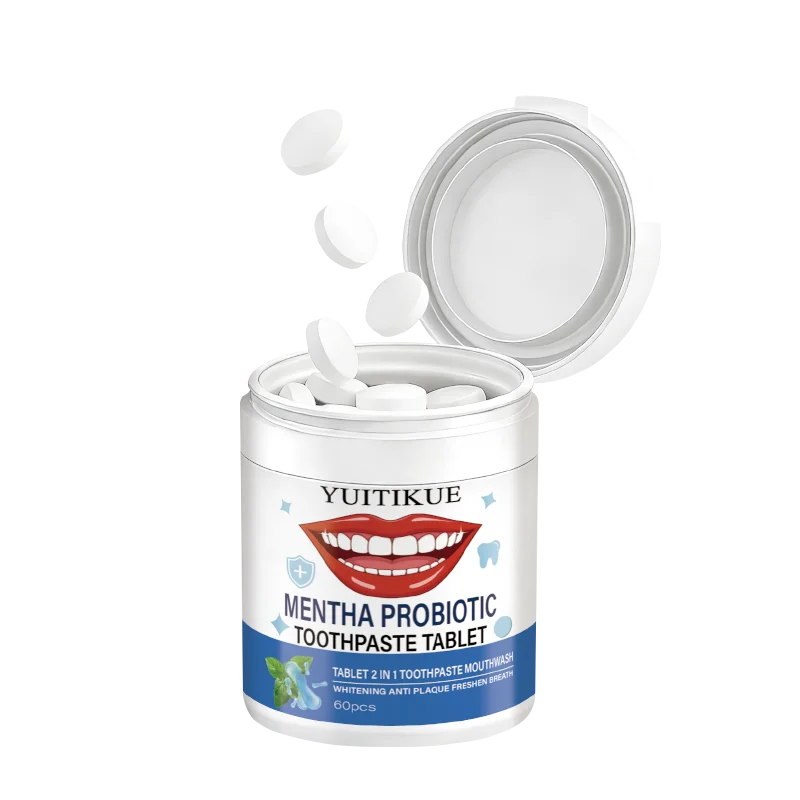 Yuitikue Mentha Probiotic Toothpaste Tablets, 2-in-1 Whitening Toothpaste & Mouthwash for Anti-Plaque & Fresh Breath, 60pcs Peaceful Pleasures Health and Wellness 1pc