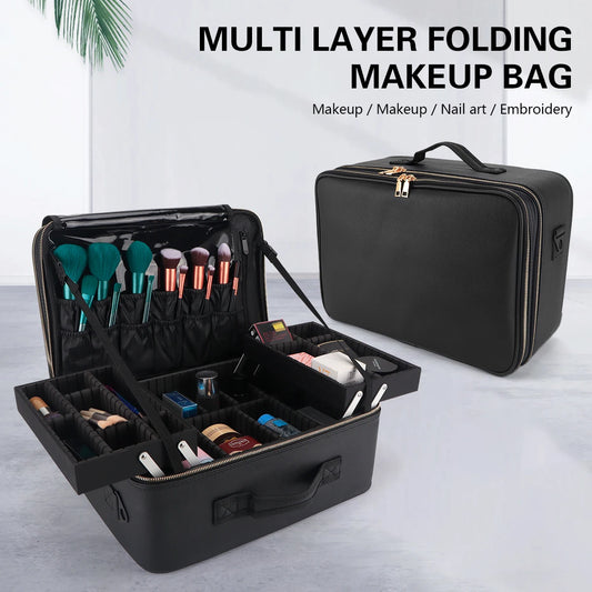 Makeup Display Box Cosmetic Bag Brush Organizer And Storage Travel Box With Adjustable Strap Barbershop Tools Portable Bag Peaceful Pleasures Health and Wellness