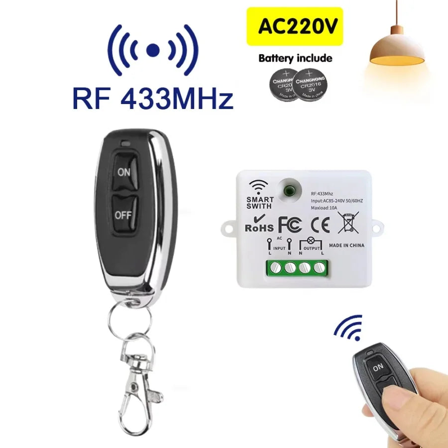 RF433MHz Wireless Remote Control Light Switch 10A Relay