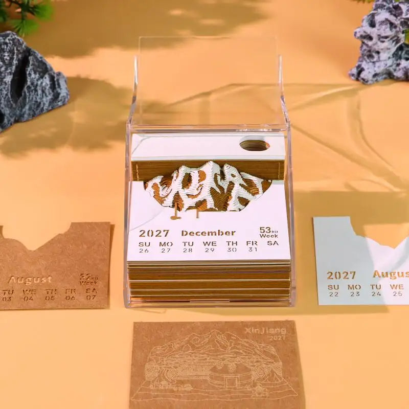 2027 3D Desk Calendar with LED Light & Tear-Away Pages