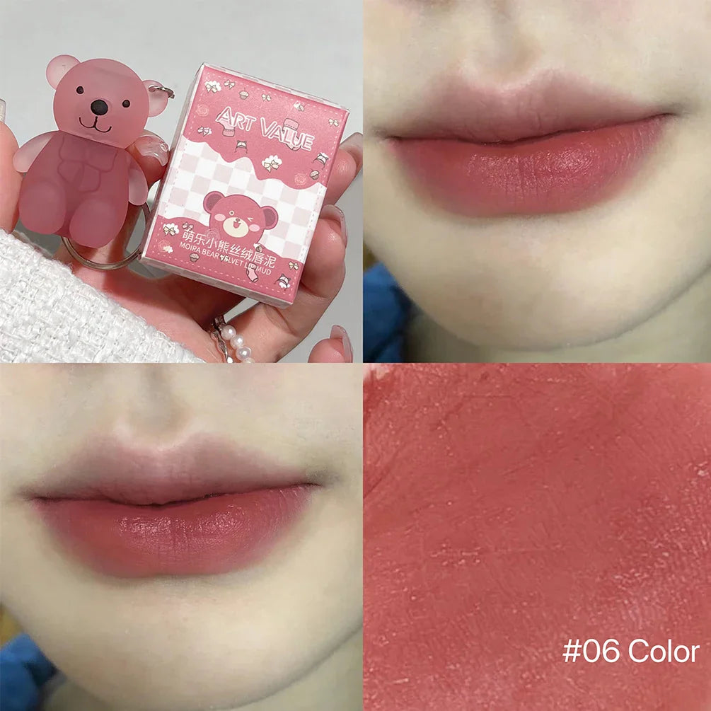 QiBest Bear Velvet Lip Mud – Matte Liquid Lipstick Keychain