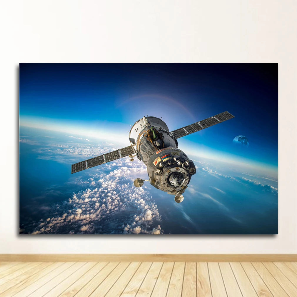 Space Galaxy Canvas Wall Art – Astronaut Planet Universe Poster