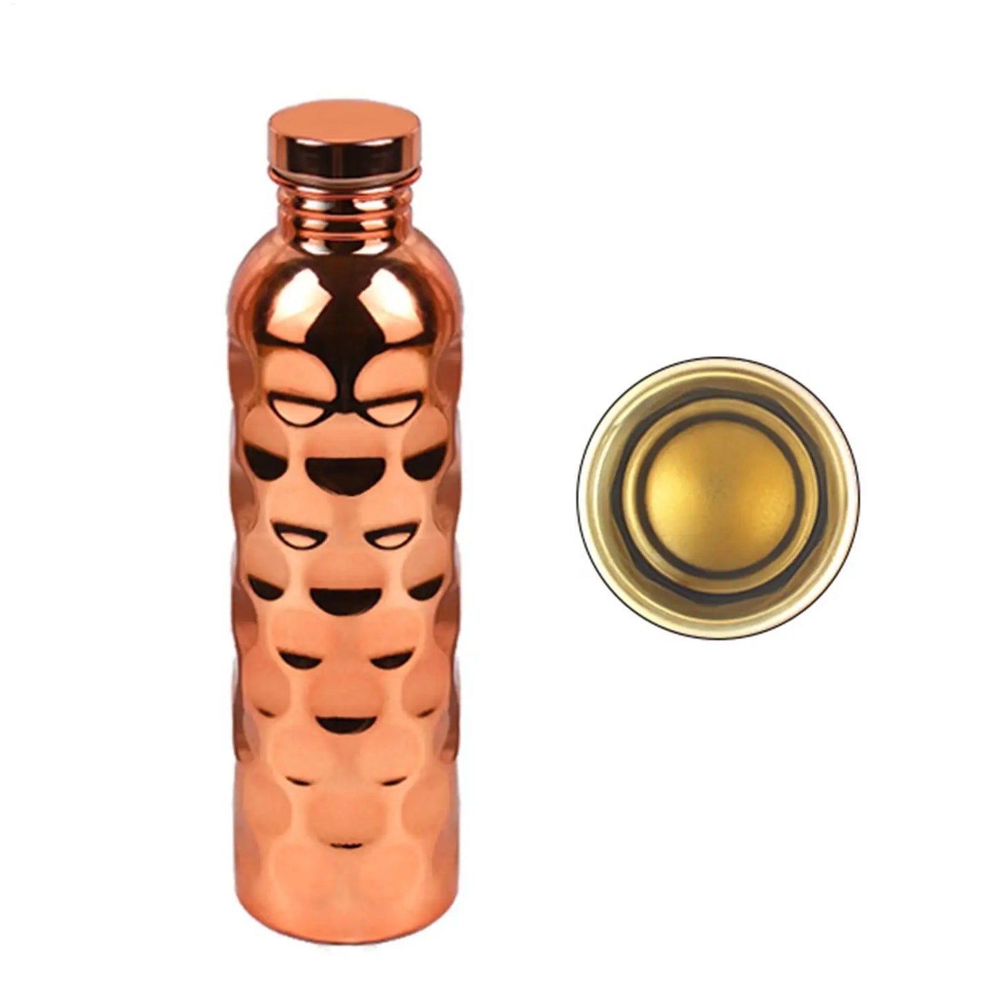 1000ml Copper Water Bottle | Hammer Pattern Leakproof Sports Jug