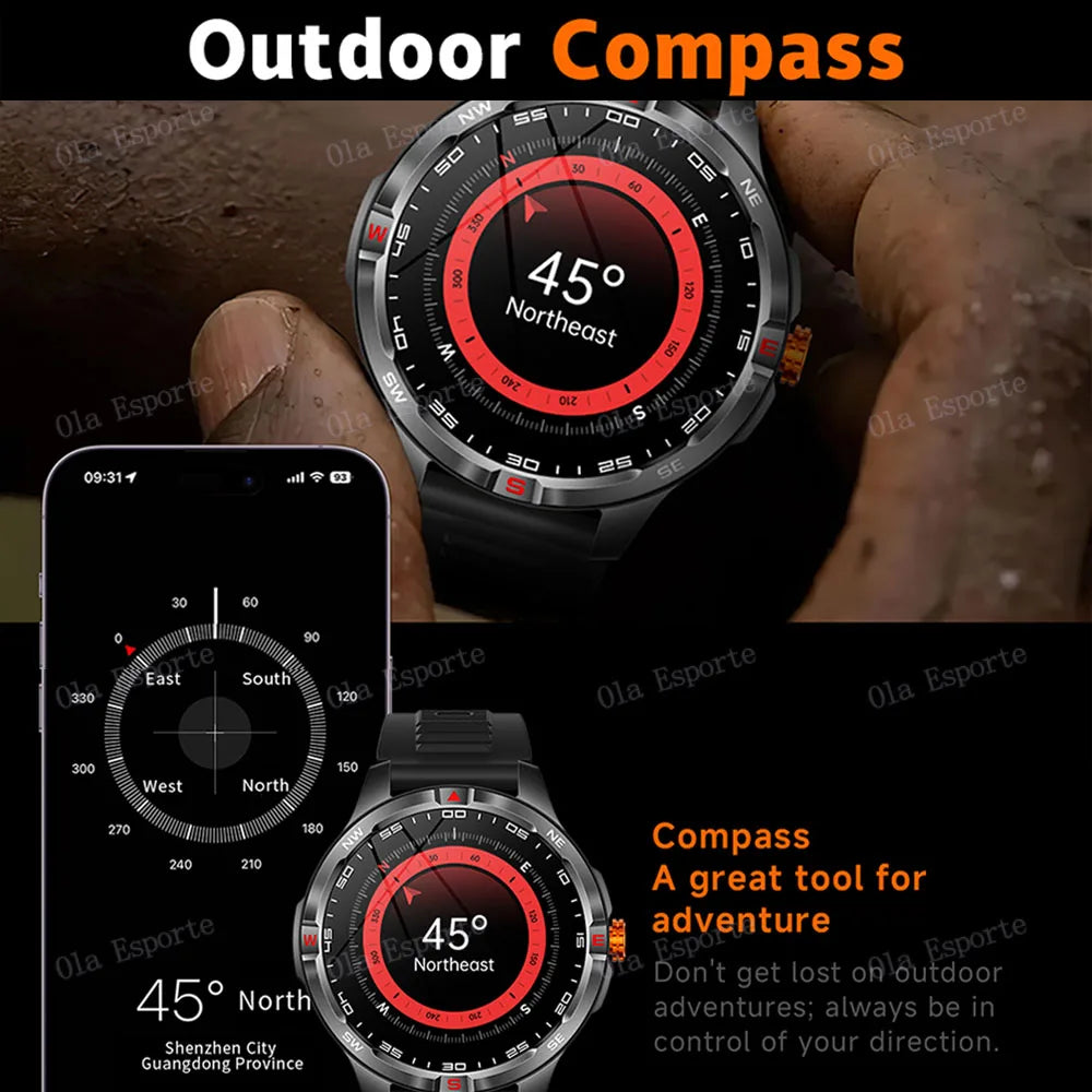 Military 1000mAh Battery Sports Smart Watch Adult Men Compass BT Call Heart Rate Health Monitoring IP68 Waterproof SmartWatches Peaceful Pleasures Health and Wellness