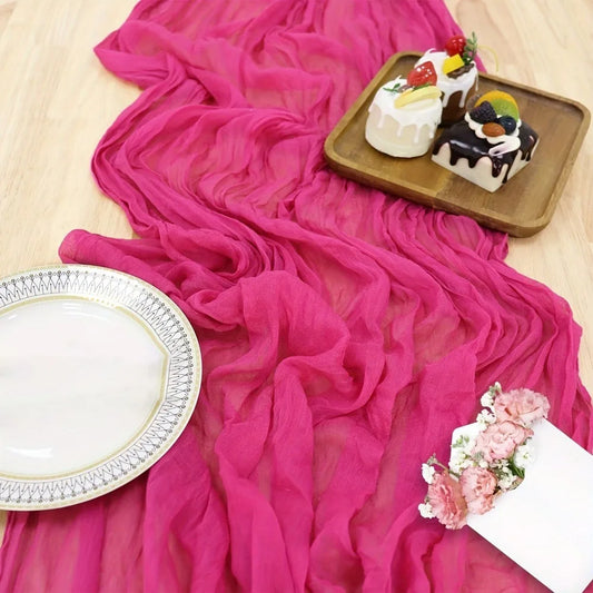 Crepe Table Runner Pleated Polyester Washable 180/300/400cm Table Runner Oasis Select Rose Red 23.62x70.87 in