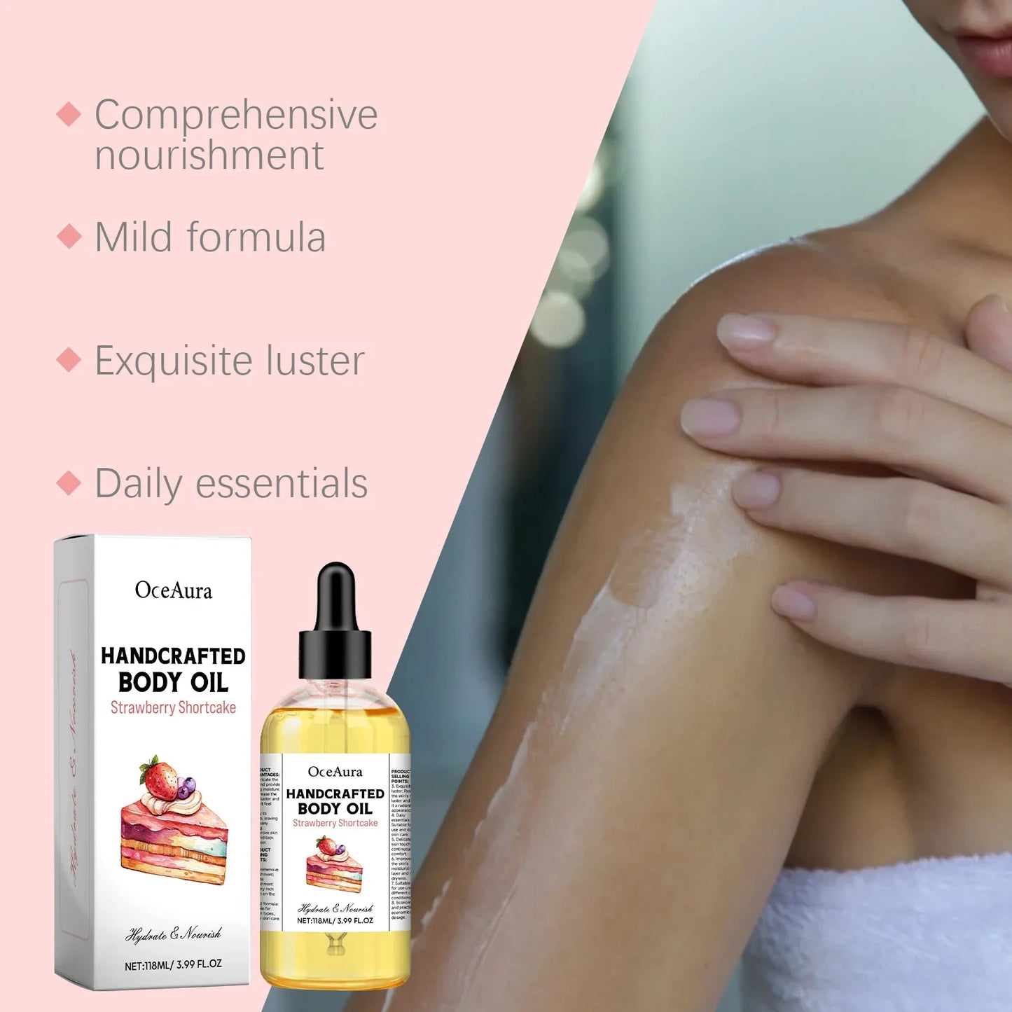OceAura Strawberry Shortcake Body Oil | Nourishing 118ml