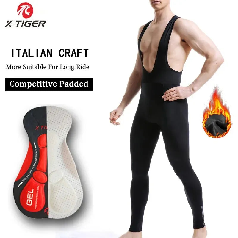 X-TIGER Winter Thermal Cycling Bib Pants – 5D Gel Pad Men's