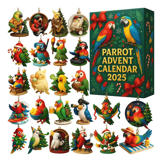 Parrot Advent Calendar – 24-Day Christmas Countdown Bird Ornaments Advent Calendar Peaceful Pleasures Health and Wellness As shown One Size