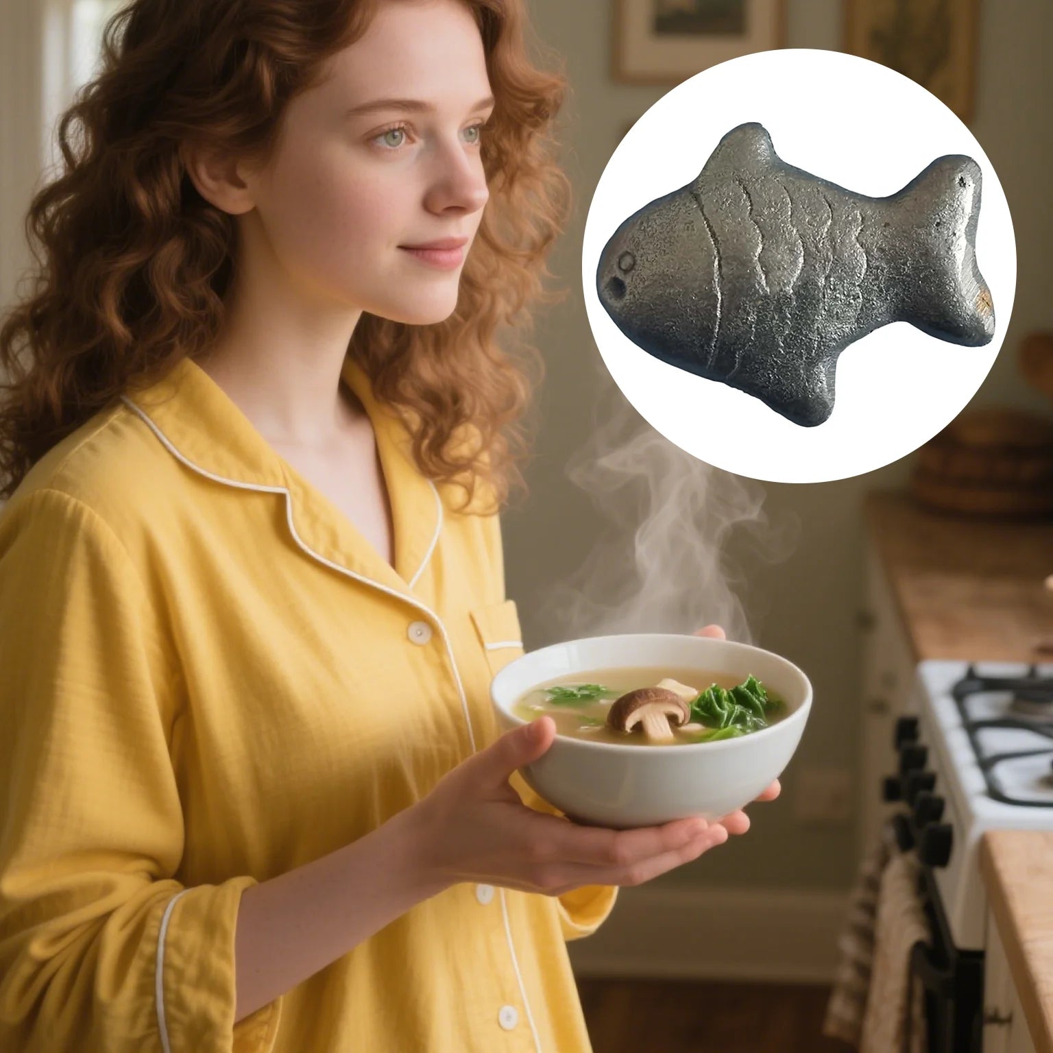Vintage Cast Iron Fish Ornament Double-Sided Fish Sculpture Gifts for Women Birthday Christmas Peaceful Pleasures Health and Wellness