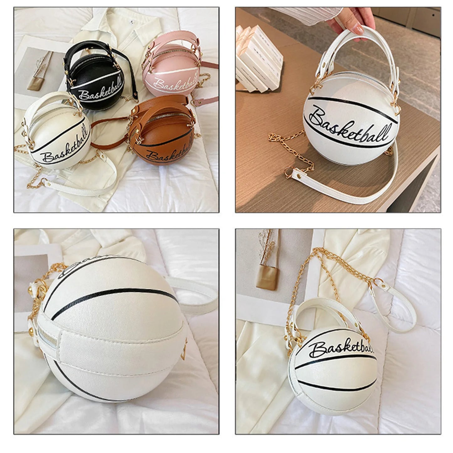 Novelty Basketball Purse For Women PU Leather Basketball Soccer Shoulder Bag for Daily Shopping Travel Peaceful Pleasures Health and Wellness