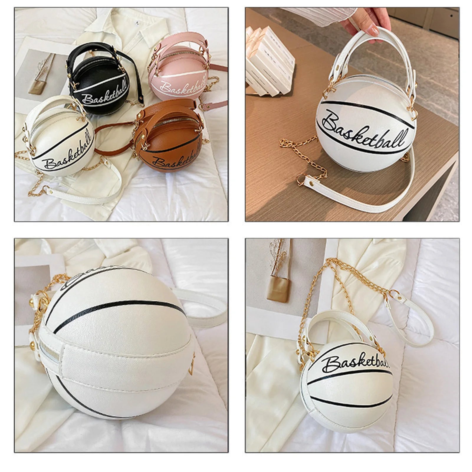 Novelty Basketball Purse For Women PU Leather Basketball Soccer Shoulder Bag for Daily Shopping Travel Peaceful Pleasures Health and Wellness
