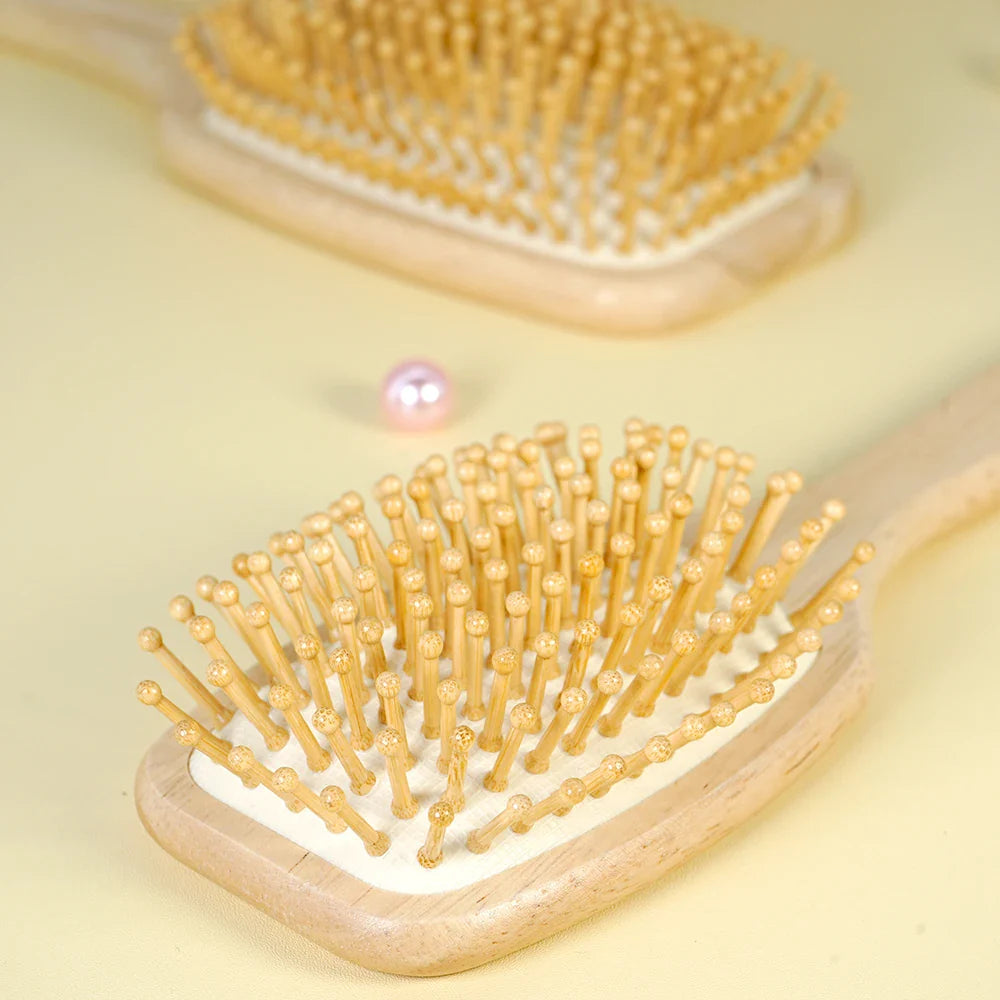 Bamboo Air Cushion Paddle Comb – Scalp Massage & Detangler