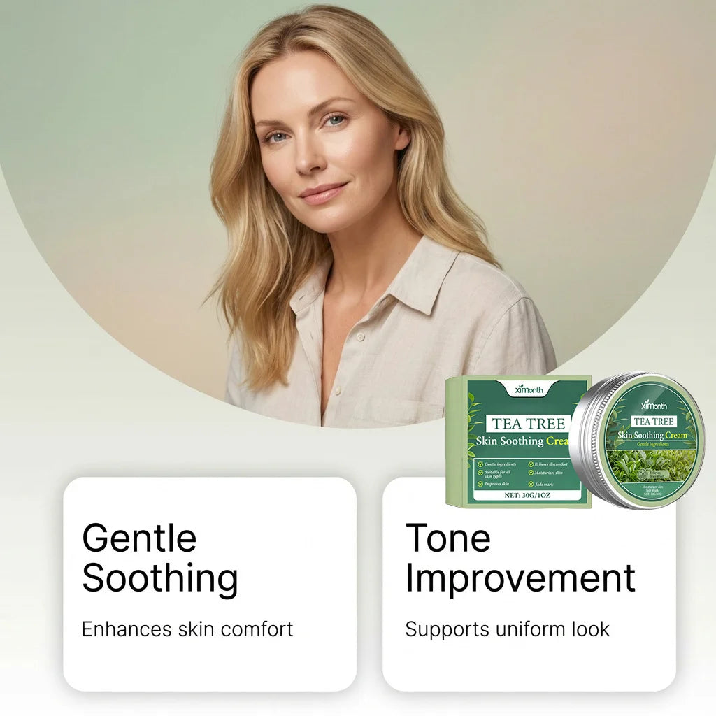 Tea Tree Soothing Cream Hydrating Stabilizing Repair Barrier Protection Brightening Shrink Pores Smooth Refreshing Moisturizer Peaceful Pleasures Health and Wellness