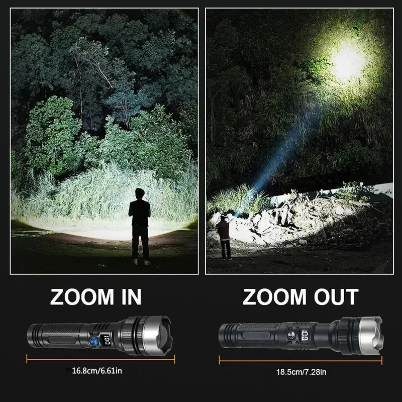 KDULIT LED Zoom Flashlight | Type-C Rechargeable & Digital Display