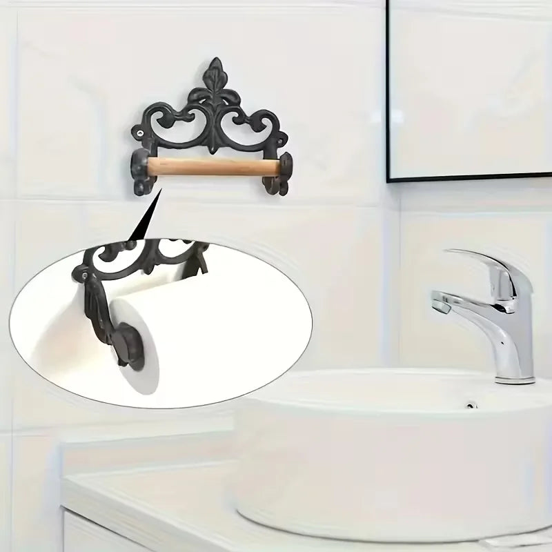 French Wrought Iron Wall Mount Toilet Paper Holder | Decor