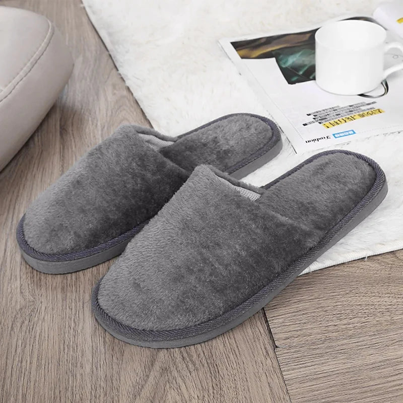 Men's Plush Non-Slip House Slippers | Soft Cotton Indoor Shoes