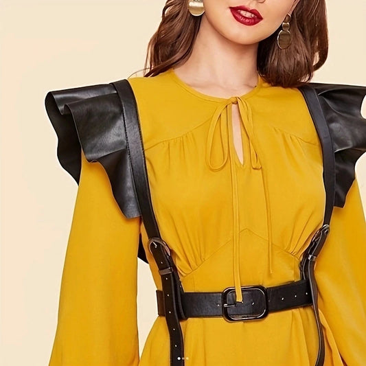 Women's Clothing Accessories Ruffled Edges Leather Adjustable Peaceful Pleasures Health and Wellness