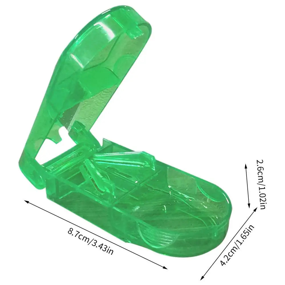 Pill Cutter Box Portable Drugs Box Tablet Cutter Splitter Medicine Pill Holder Pill Cutter Drugs Tablet Divider Storage Case Peaceful Pleasures Health and Wellness green