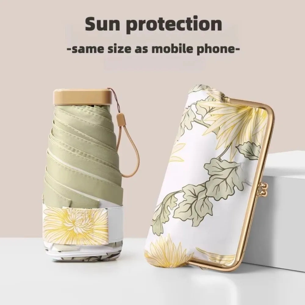 Mini Folding UV Umbrella with Wallet – Sun & Rain Protection