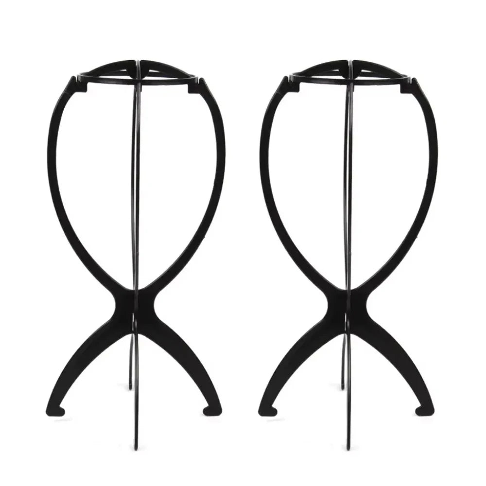 Black Folding Wig Stand – Adjustable Portable Display Holder
