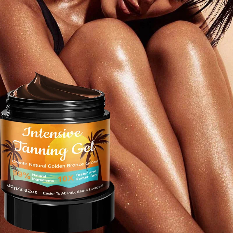 Yuitikue Intensive Tanning Gel, 80g 10X Faster Darker Tan Gel for Natural Golden Bronze Glow, 99% Natural Ingredients Peaceful Pleasures Health and Wellness