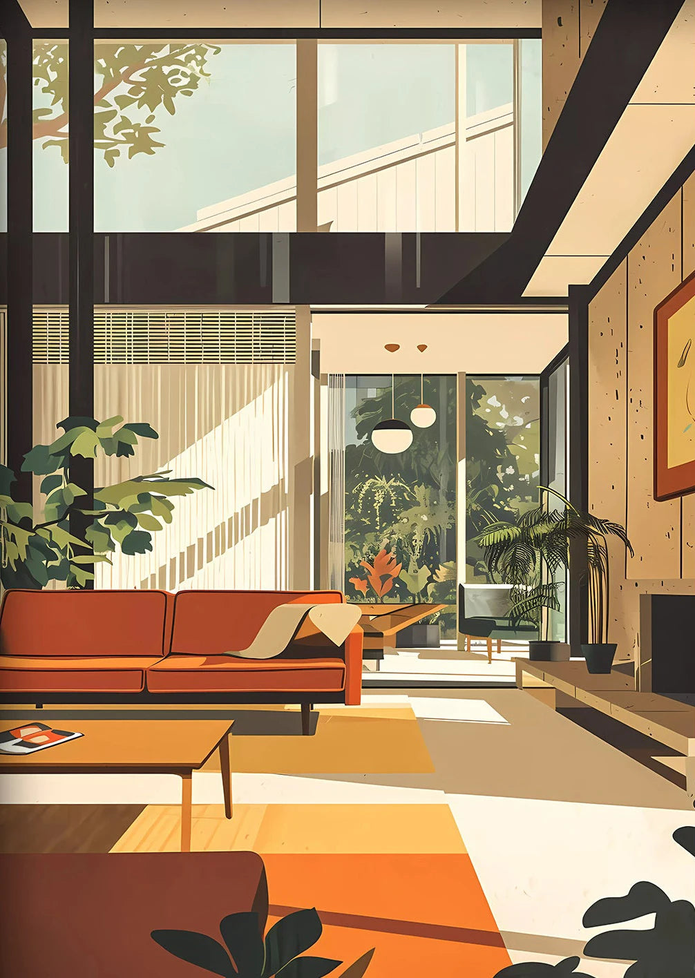 Fallingwater Bauhaus Architecture Abstract Canvas Wall Art Print