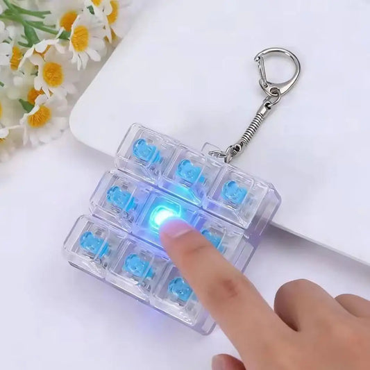 Lightweight Versatile Decompression Keychain Fingertip Press Luminous Button Toy Protable 9-key Keyboard Relieve Anxiety Toys Peaceful Pleasures Health and Wellness