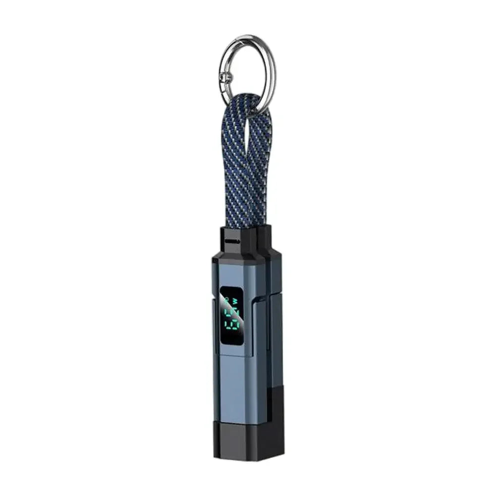 PD 65W USB C to USB C Fast Charging Cable, 4 in 1 Digital Display Type C Keychain Short Mobile Phone Charging Cord Peaceful Pleasures Health and Wellness Blue