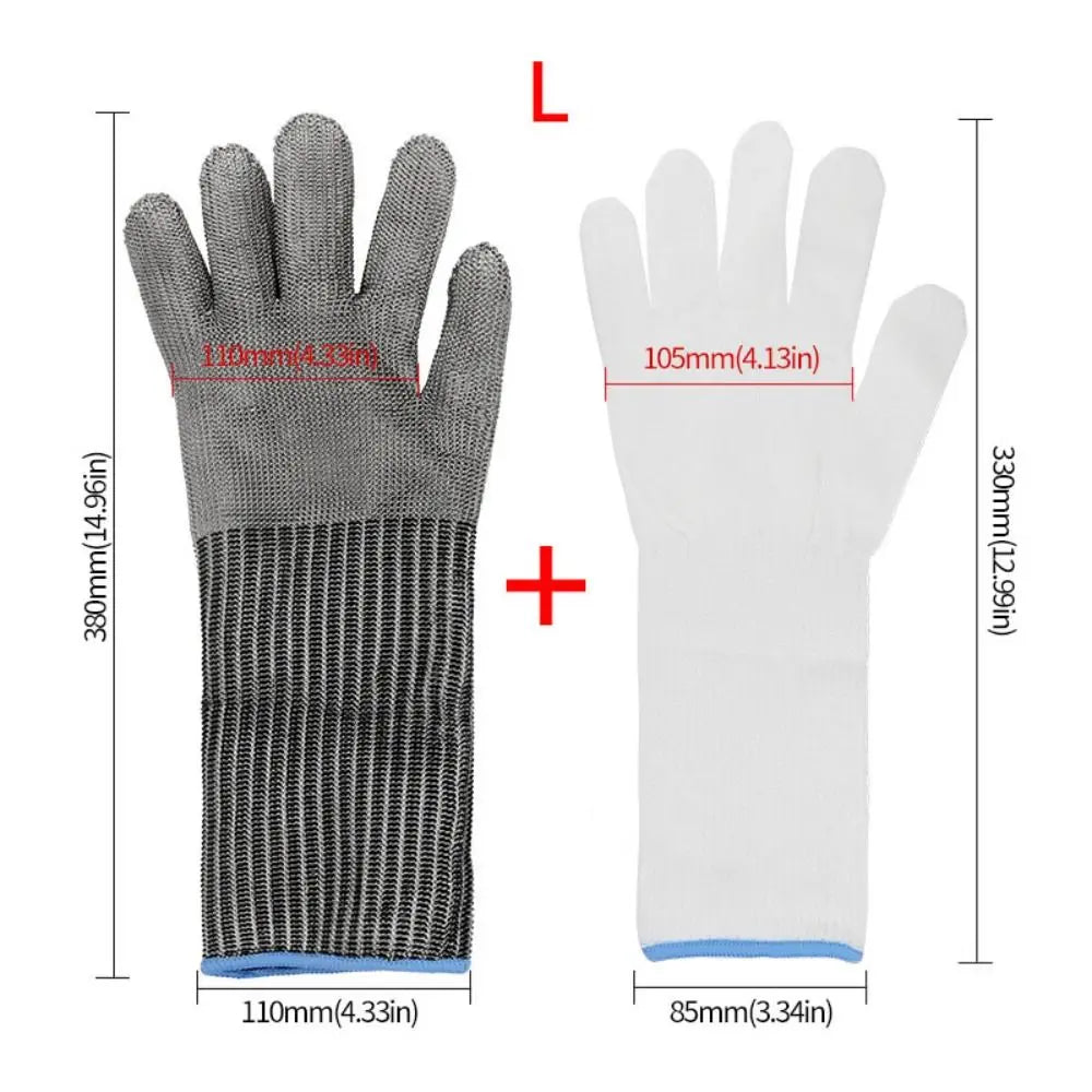 Safety Anti-cut Gloves with Arm Protection Durable Extended Gloves Stainless Steel Wire Comfortable Cutting Accessories Peaceful Pleasures Health and Wellness