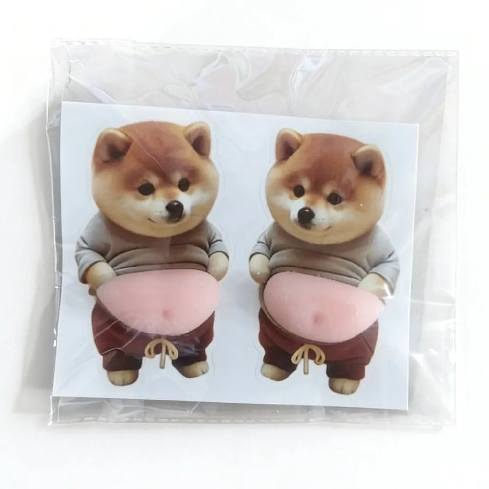 Funny 3D Soft Belly Cat Sticker Squeezeable Self-Adhesive Animal Laptop Decal Silicone Waterproof Inu Dog Phone Case Decoration Peaceful Pleasures Health and Wellness