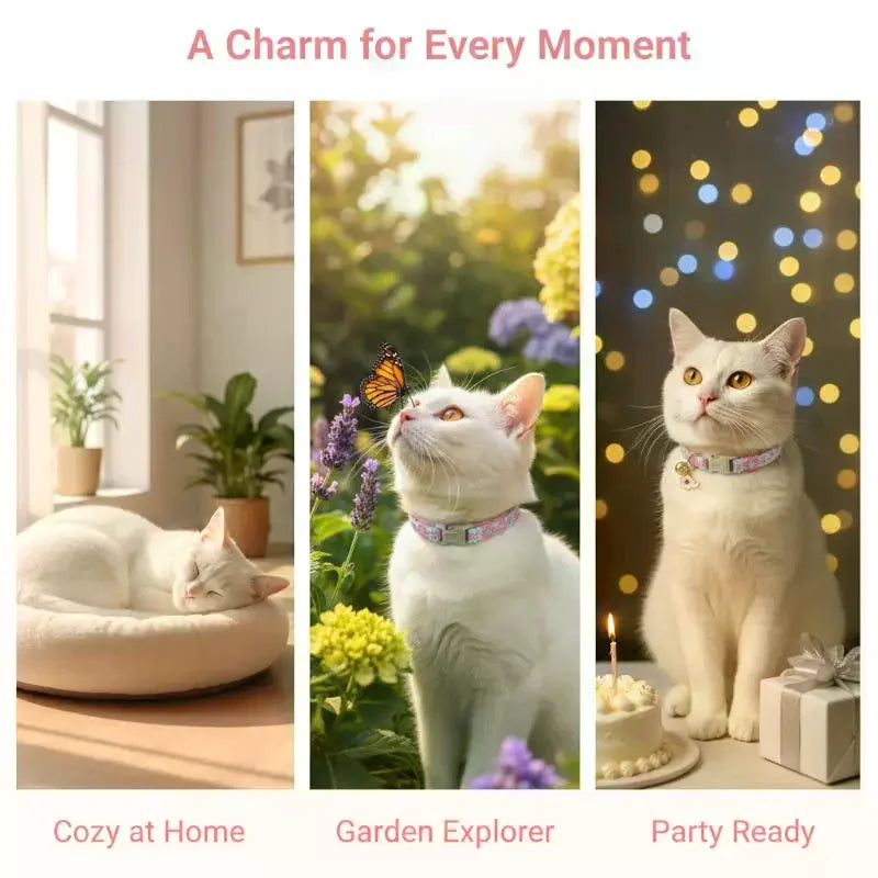 Floral Lace Cat & Puppy Collar with Bell | Adjustable
