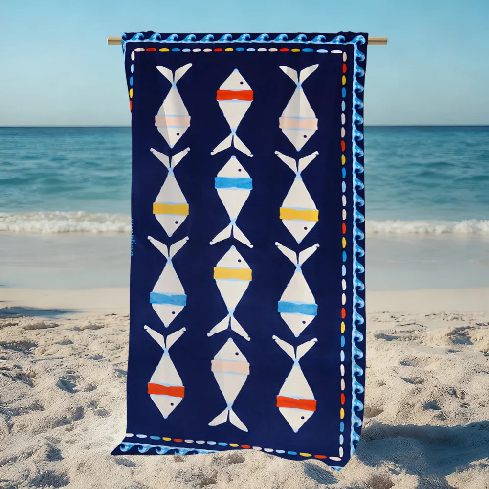 Cute Cartoon Seafood Beach Towel – Quick Dry Soft Pool Towel Quick Dry Beach Towel Peaceful Pleasures Health and Wellness