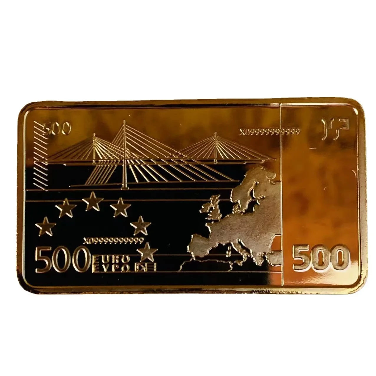 500 Euro Gold Banknote Bar Gold Plated Metal Bars Souvenir Gifts Soviet Commemorative Imitation Gold Bullion Peaceful Pleasures Health and Wellness