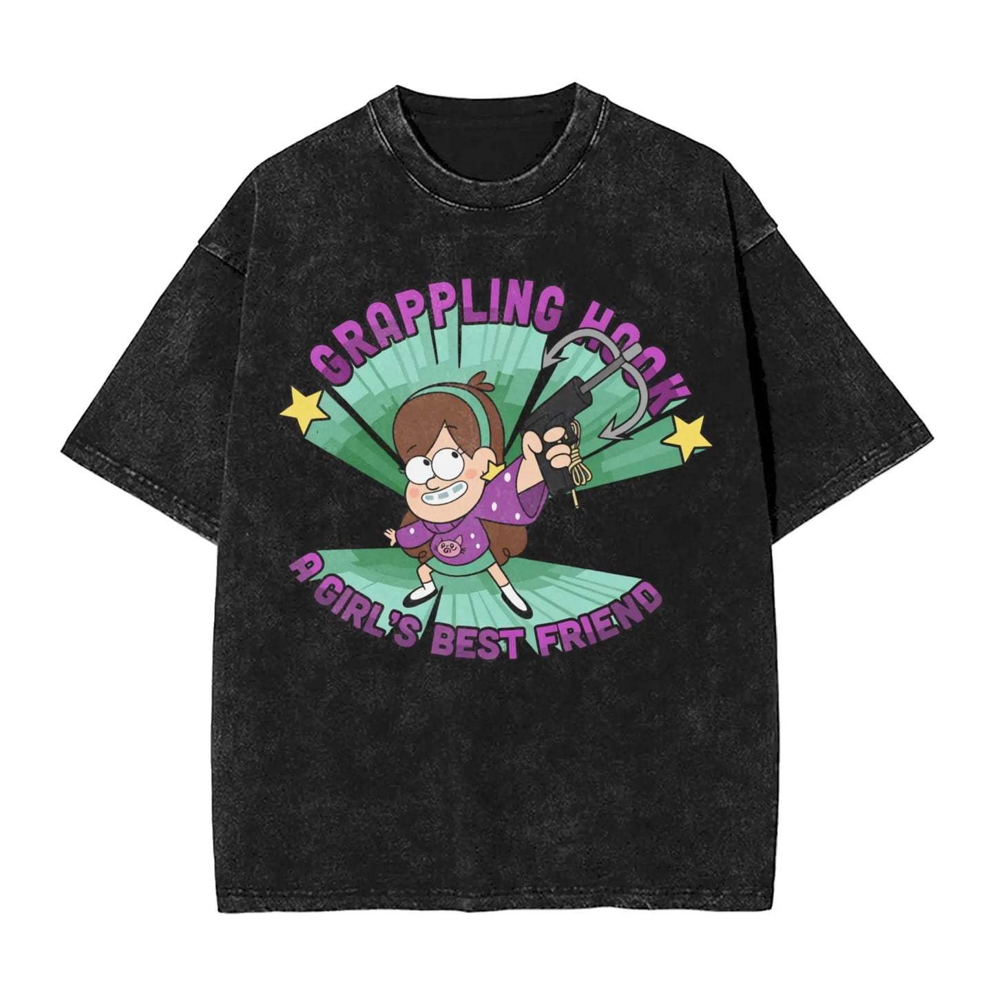 Gravity Falls Men T Shirt Washed Vintage Tee Shirt Short Sleeve Crew Neck T-Shirt Pure Cotton Graphic Printed Clothing Peaceful Pleasures Health and Wellness 4 L