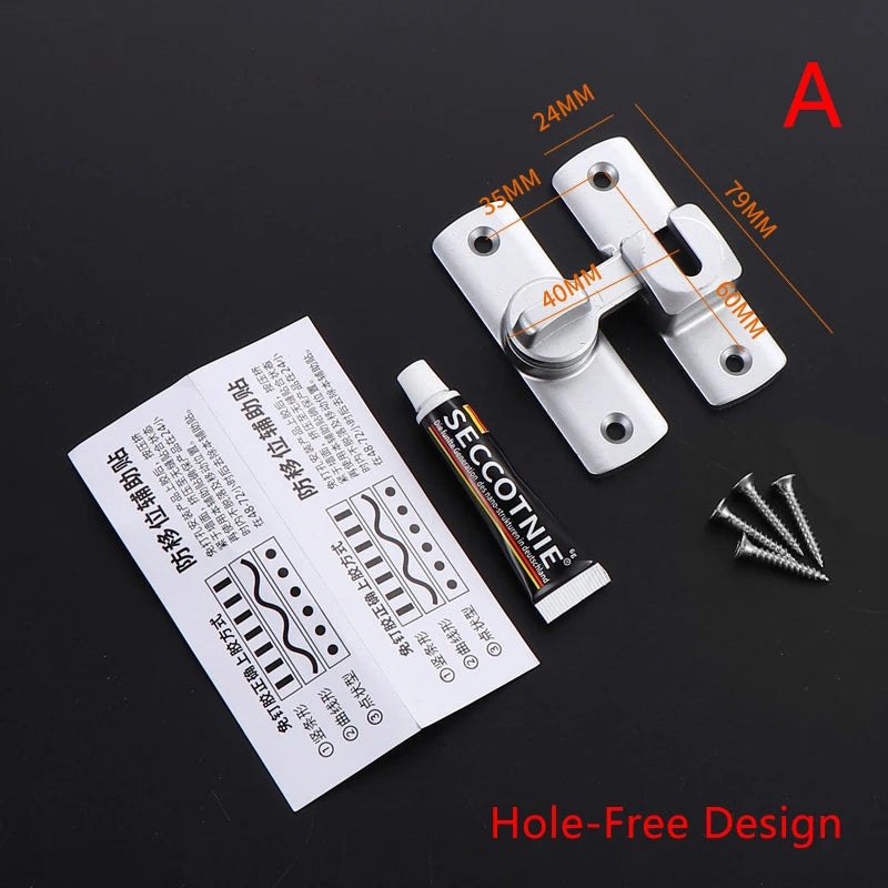 New Punch-free Hasp Latch Door Lock Black Cabinet Locks Kids Safety Lock Sliding Door Anti-pried Hook Lock Hardware Peaceful Pleasures Health and Wellness A Silver