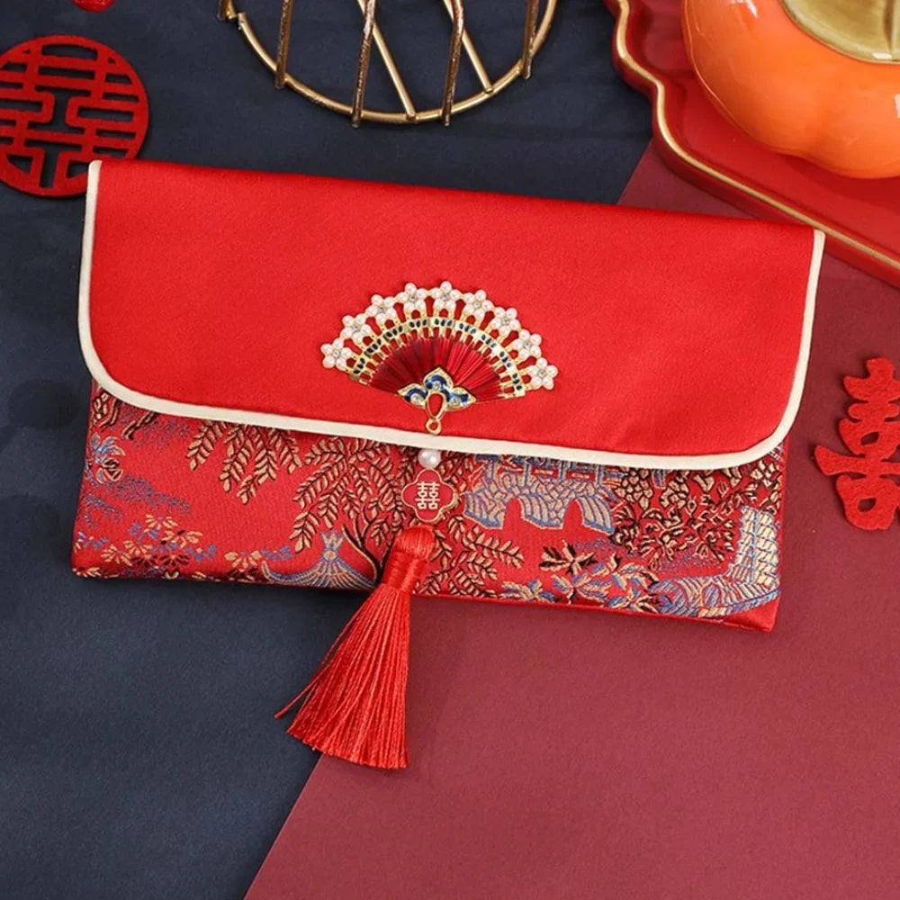 2025 Lunar New Year Brocade Red Envelope HongBao with Tassel