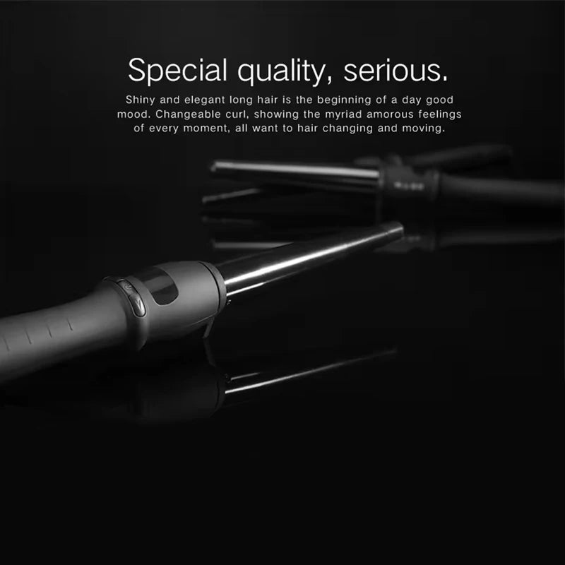 High Quality LCD Hair Waver Curler Conical Curling Iron Single Tube Ceramic Glaze Pear Flower Cone Electric Hair Curly Hair Peaceful Pleasures Health and Wellness