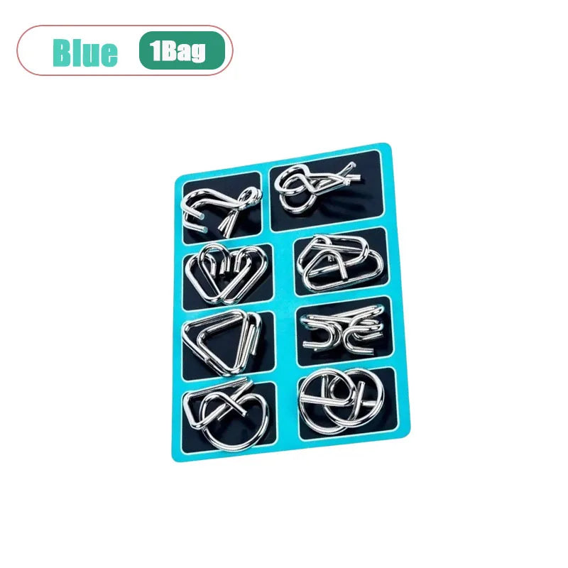 8-Piece Metal Interlocking Rings Brain Teaser Puzzle IQ Set