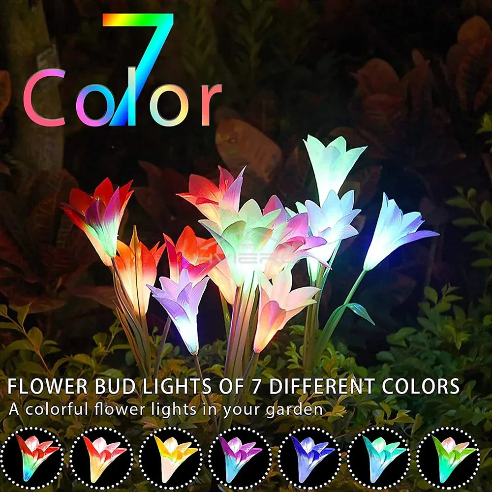 Solar LED Lily Flower Garden Light | IP65 Waterproof Pathway Lamp