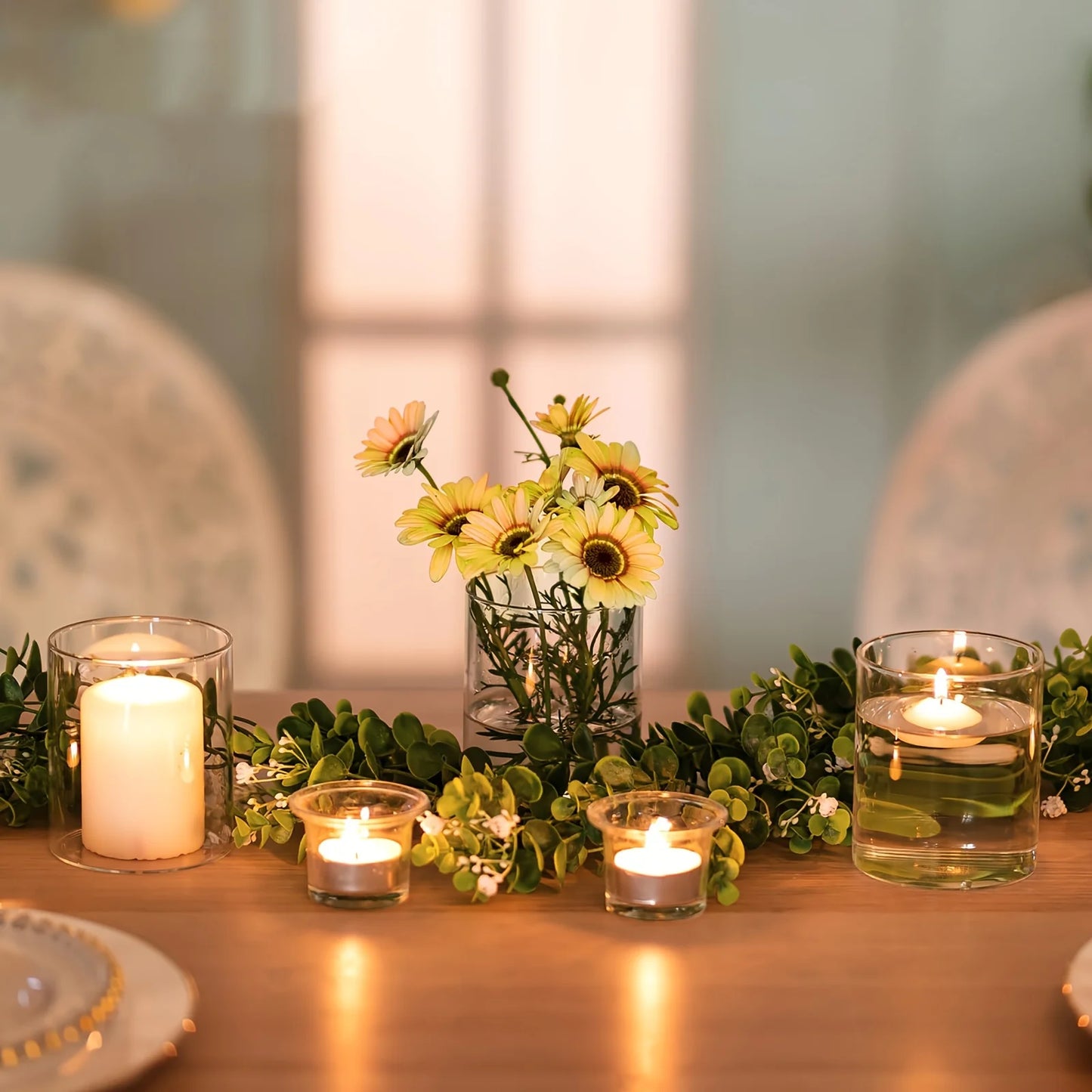 Clear Acrylic Cylinder Vases & Candle Holders – 3pc Set for Floating Candles, Wedding & Home Decor Centerpieces