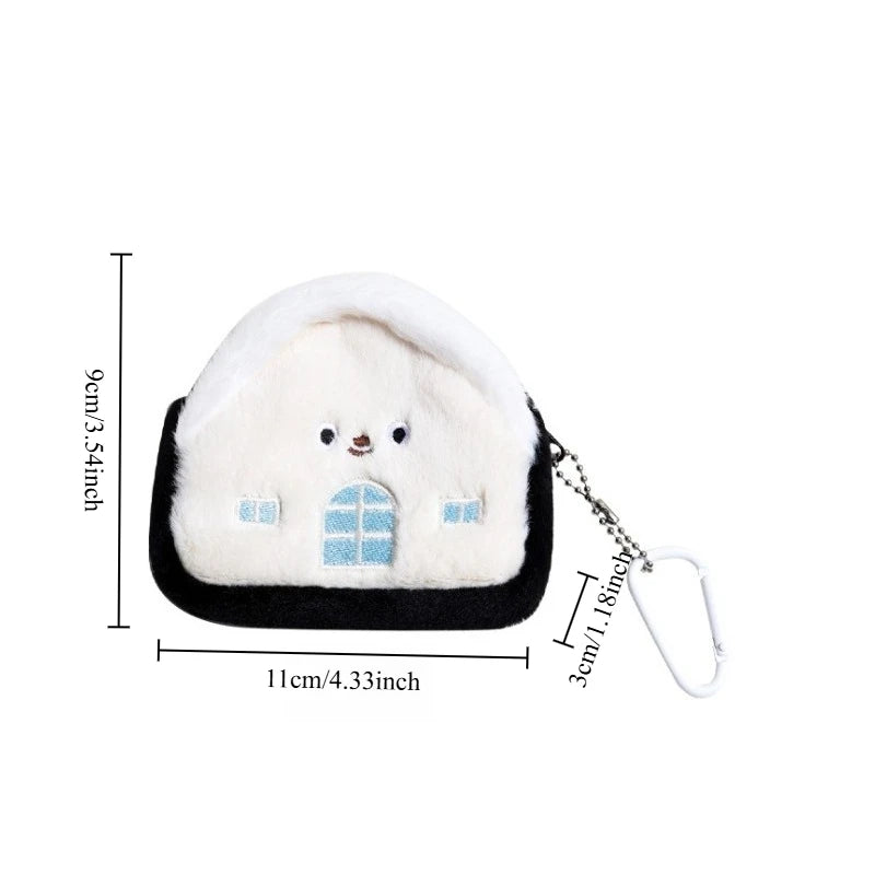 1pc Creative Small House Zero Wallet Headphones Data Cable Storage Bag Portable Sanitary Cotton Bag Girls' Backpack Pendant Peaceful Pleasures Health and Wellness black