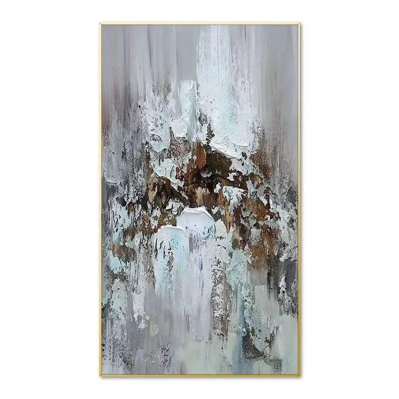 Hand Drawn Oil Painting for Bedroom Decoration, Light Luxury Living Room and Corridor Painting, Blue and Gray, High Quality Peaceful Pleasures Health and Wellness No frame 1 100cmx180cm