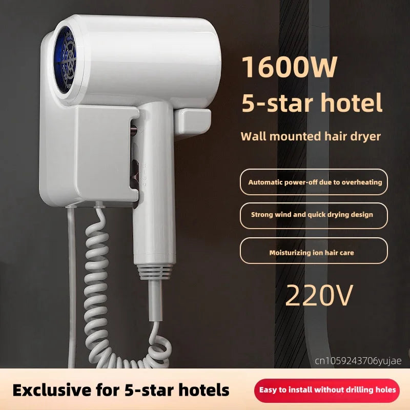 Latest Wall Mounted Non Perforated Hair Dryer For Hotels/Homestays, Household Bathrooms, Bathrooms, And High-Power Hair Dryers Peaceful Pleasures Health and Wellness A - White AU