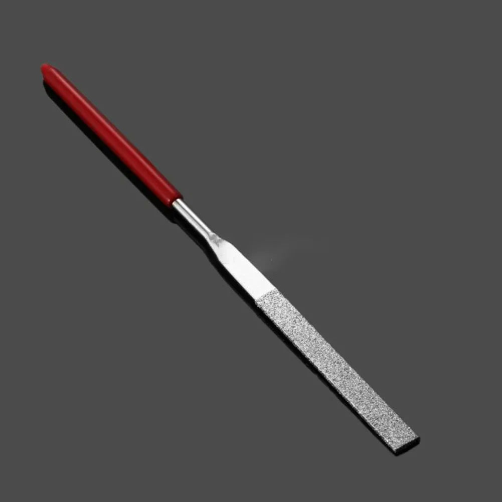 Needle File Non-slip Handle DIY Red Plastic Metal Stone Grinding Flat